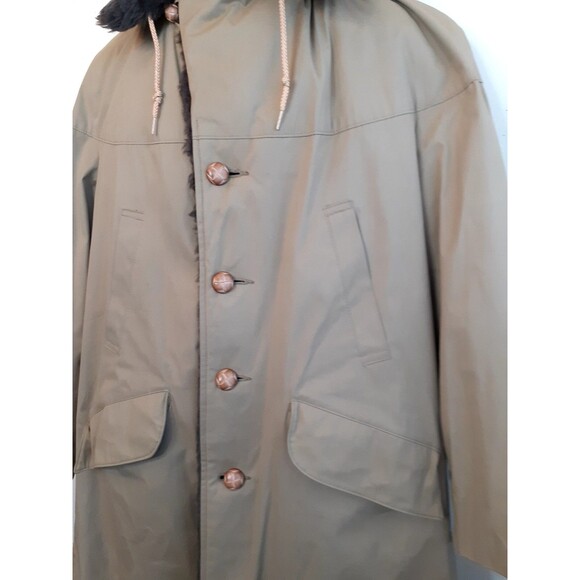 Vintage A Robert Lewis Idea HEAVY Coat Size 42 Mens Large Beige Faux Fur Lining - Picture 16 of 16